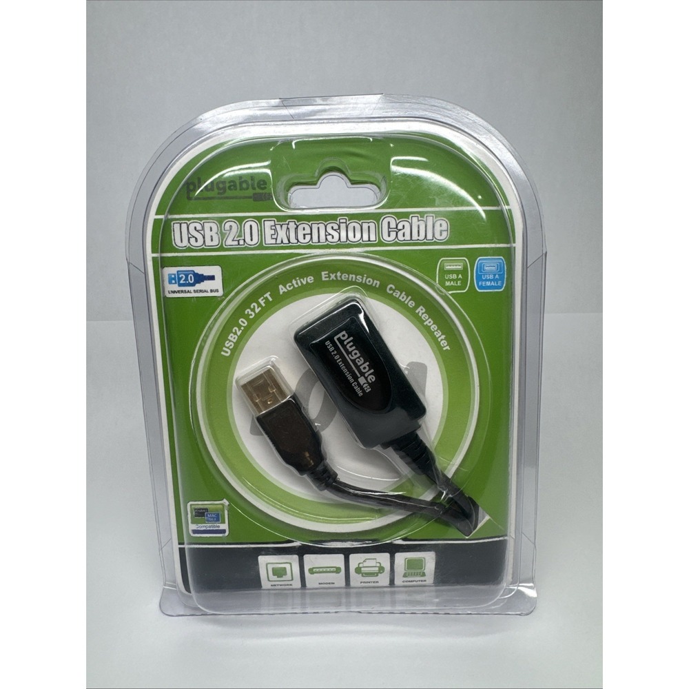 Plugable 10 Meter 32ft USB 2.0 Extension Cable Type A Male to Female USB2-10M
